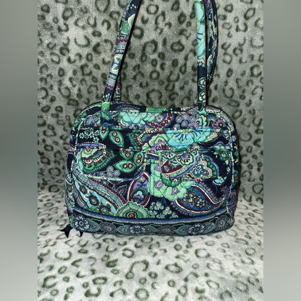 Vera Bradley paisley print navy, blue and green shoulder bag